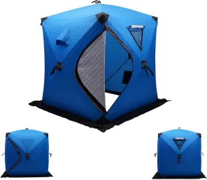 Ice Fishing Tent, 1-2 People Portable Fishing Shelter, Square Privacy Tent with Ventilation Hole, Thermal Ice Fishing Tent, for Camping, Fishing, Surfing, Outdoor Adventure, Field Trips (Blue)