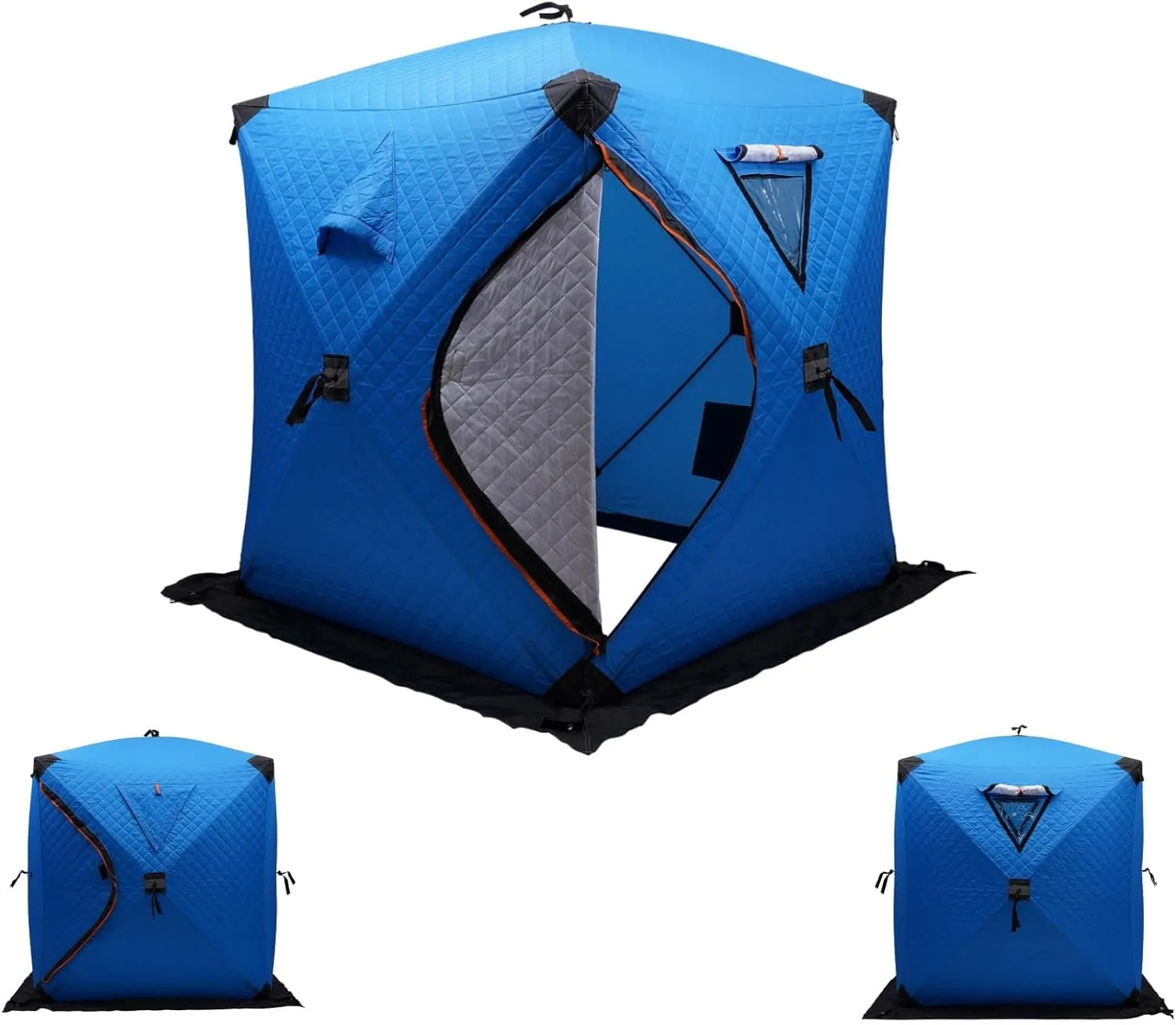Ice Fishing Tent, 1-2 People Portable Fishing Shelter, Square Privacy Tent with Ventilation Hole, Thermal Ice Fishing Tent, for Camping, Fishing, Surfing, Outdoor Adventure, Field Trips (Blue)