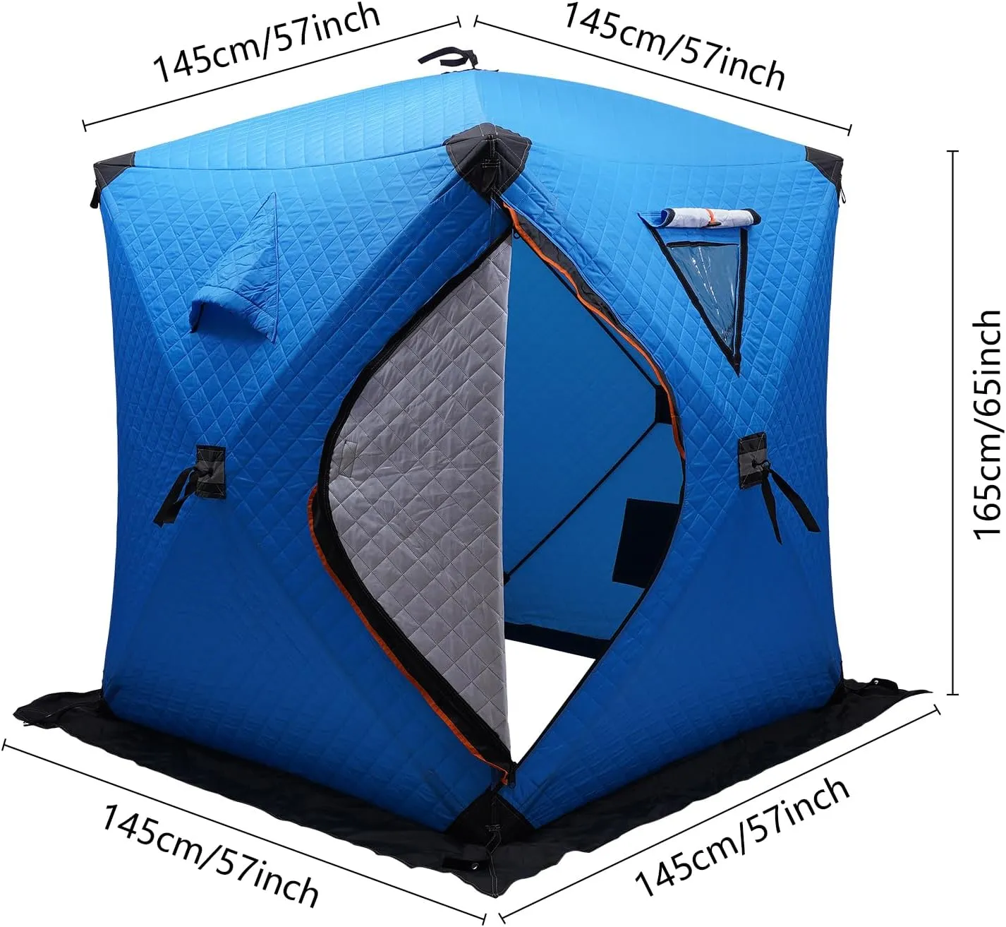 Ice Fishing Tent Portable Ice Fishing Shelter Heavy Duty Warm Oxford Cloth No Botttom for 1-2 Person Blue/Camouflage