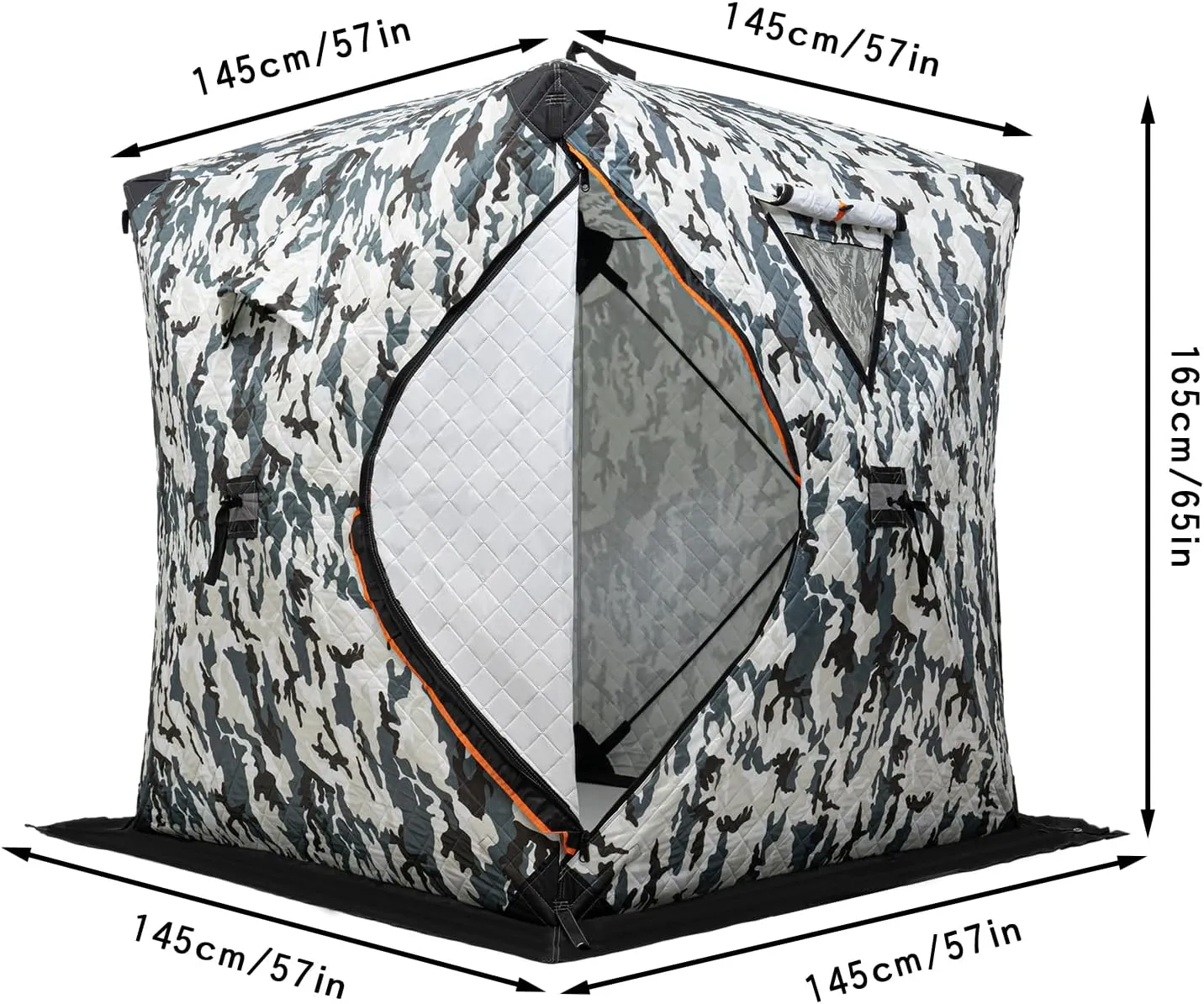 Ice Fishing Tent Portable Ice Fishing Shelter Heavy Duty Warm Oxford Cloth No Botttom for 1-2 Person Blue/Camouflage