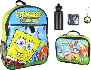 INTIMO Nickelodeon SpongeBob SquarePants Characters Squidward Patrick Mr. Krabs Sandy Plankton 5 PC Backpack Lunchbox Water Bottle