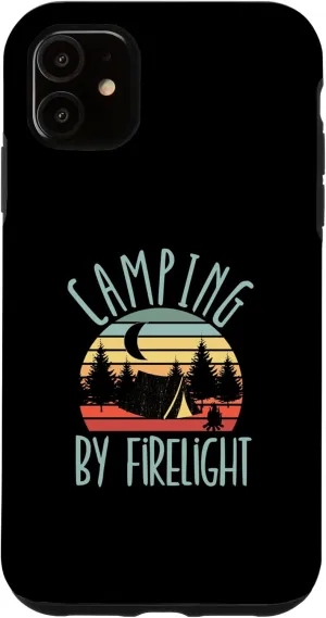 iPhone 11 Camping By Firelight Vintage Sunset Tent Forest Design Case