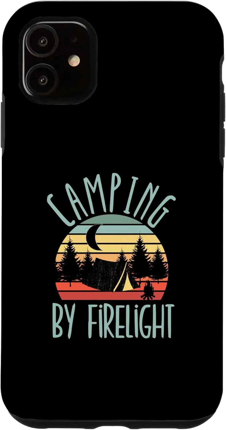 iPhone 11 Camping By Firelight Vintage Sunset Tent Forest Design Case