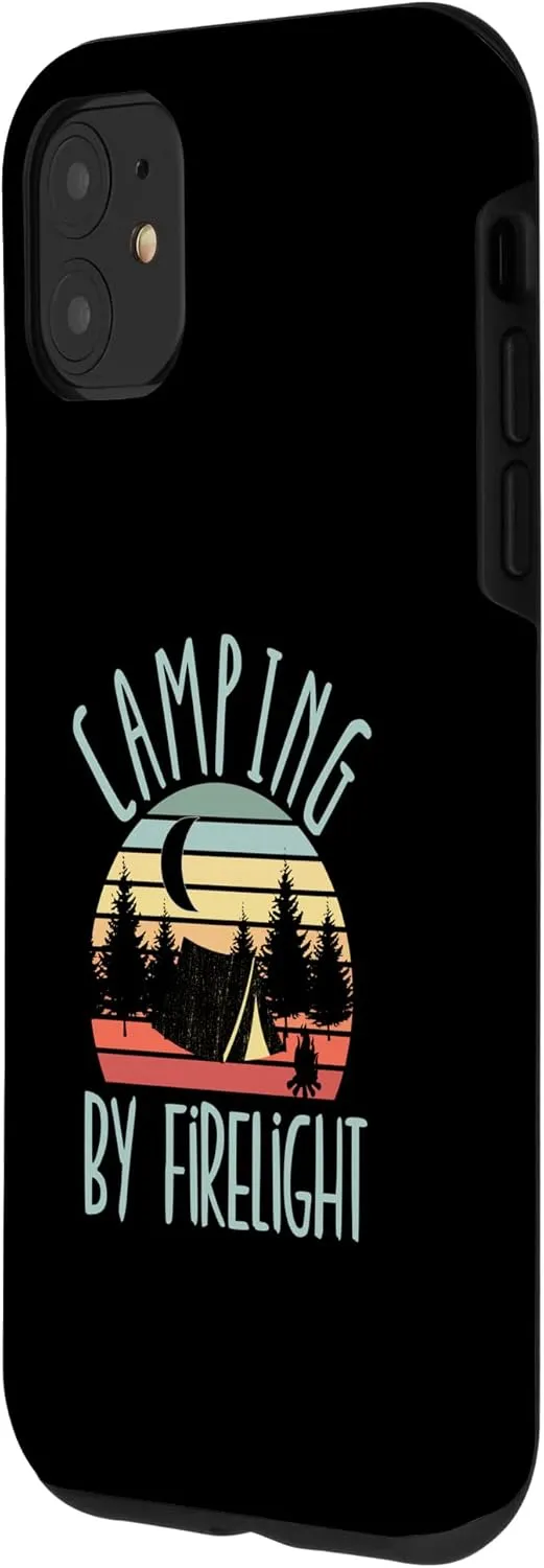 iPhone 11 Camping By Firelight Vintage Sunset Tent Forest Design Case