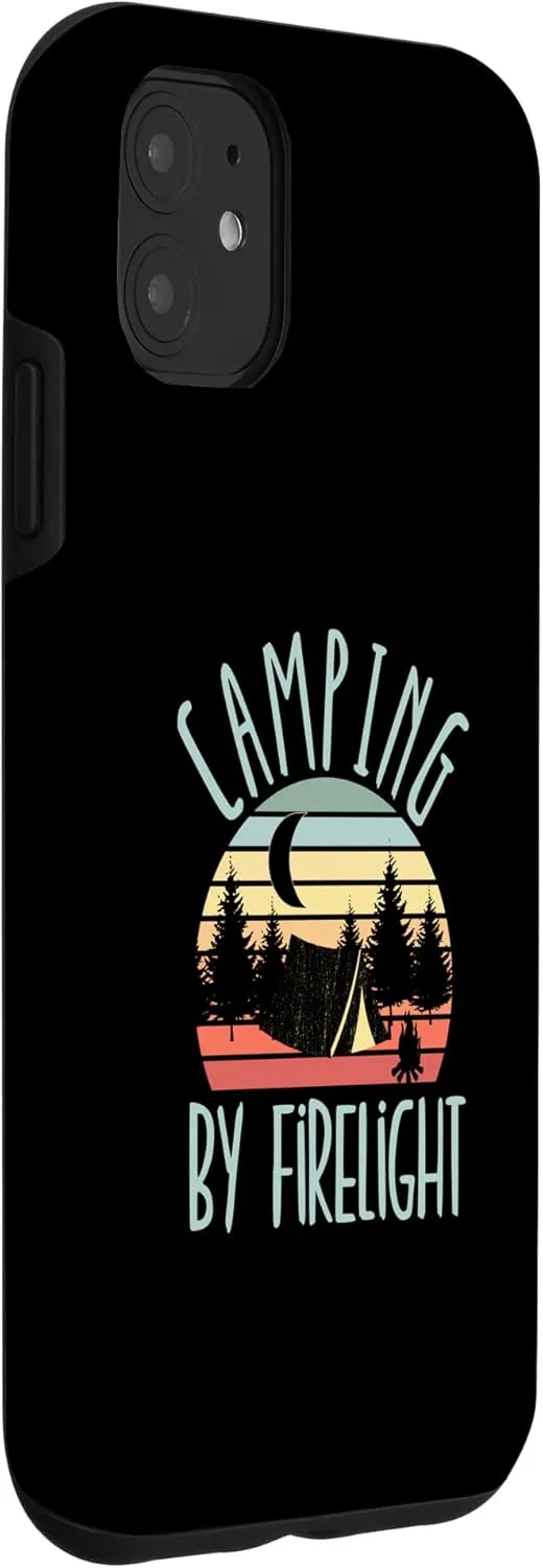 iPhone 11 Camping By Firelight Vintage Sunset Tent Forest Design Case