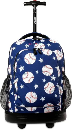 J World New York Kids' Sunny Rolling Backpack Adults, Base Ball, One Size,17 X 11.5X 5.5" (H X W X D)"