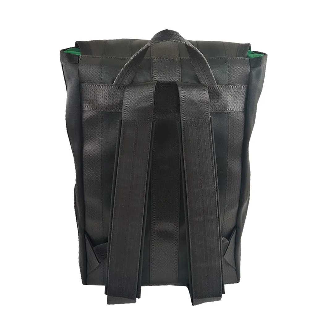 Jaggery Noir Fausto Backpack in Rescued Car Seat Belts