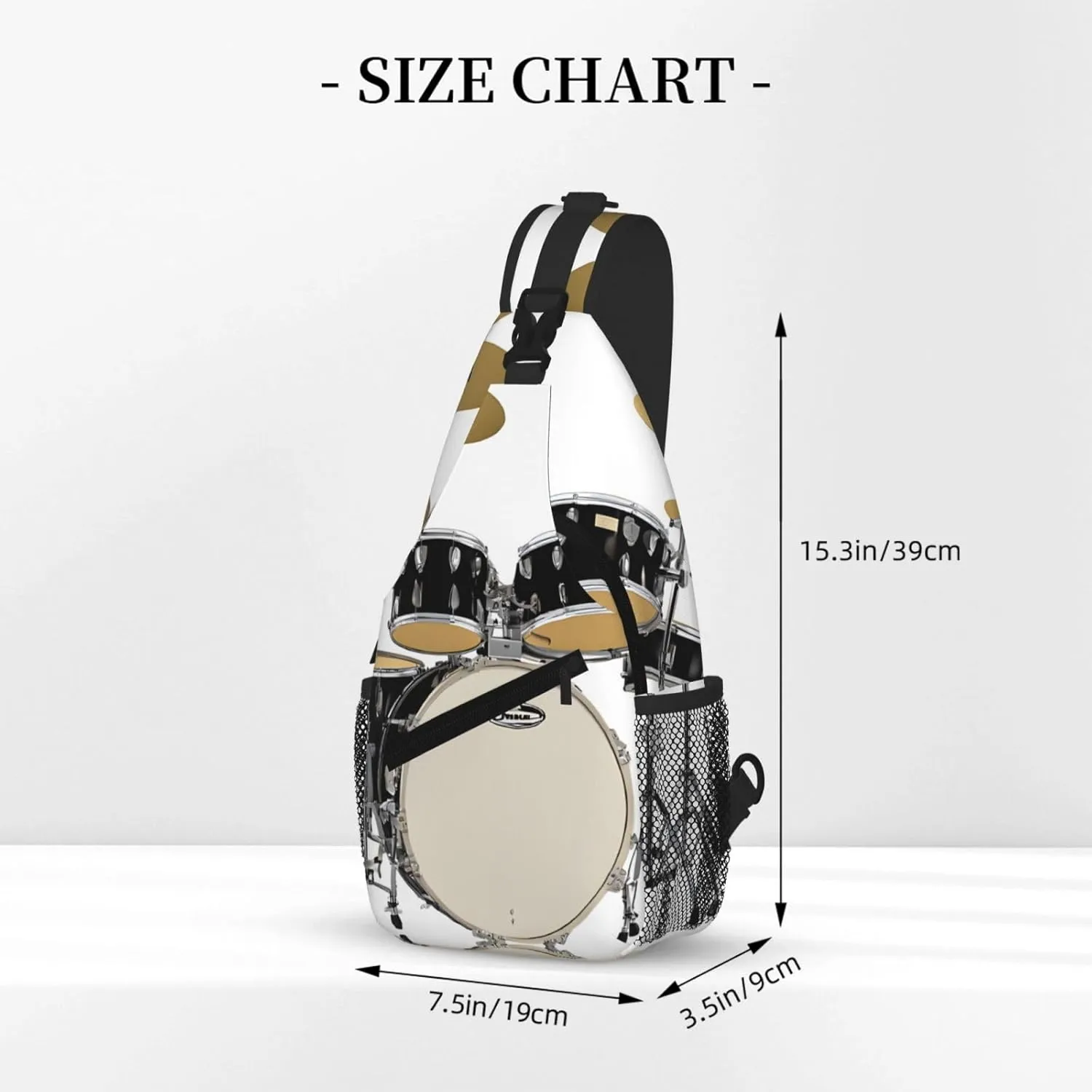 Jazz Drum Print Cross Chest Bag Diagonally - High-Capacity For Short Trips, Work, And Daily Use