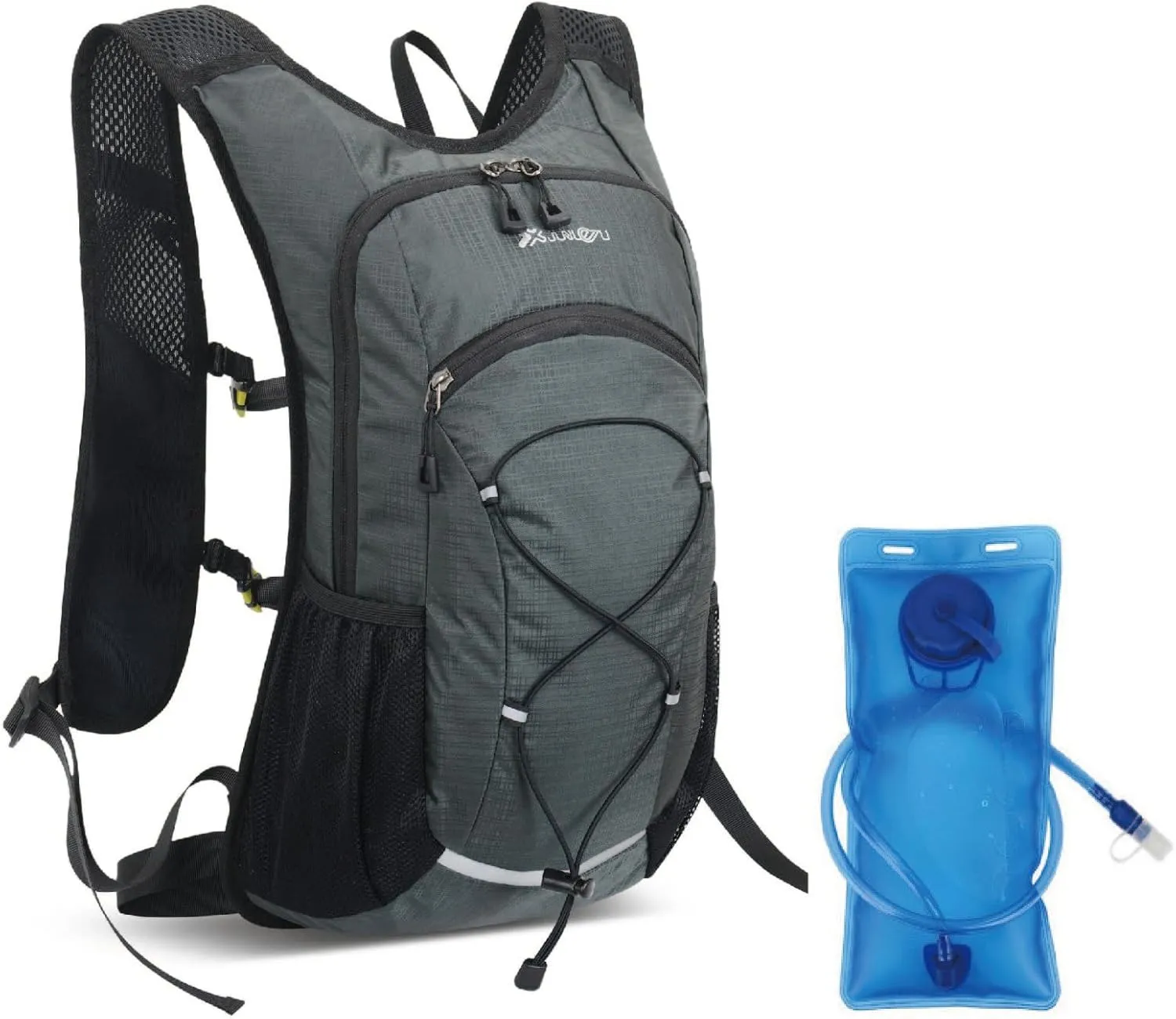 JEELAD Hydration Backpack 18L Hiking Backpack with 2L Water Bladder for Hiking Trail Running Cycling Marathon (C-Grey(18L)-with 2L EVA Water Bladder, One Size)