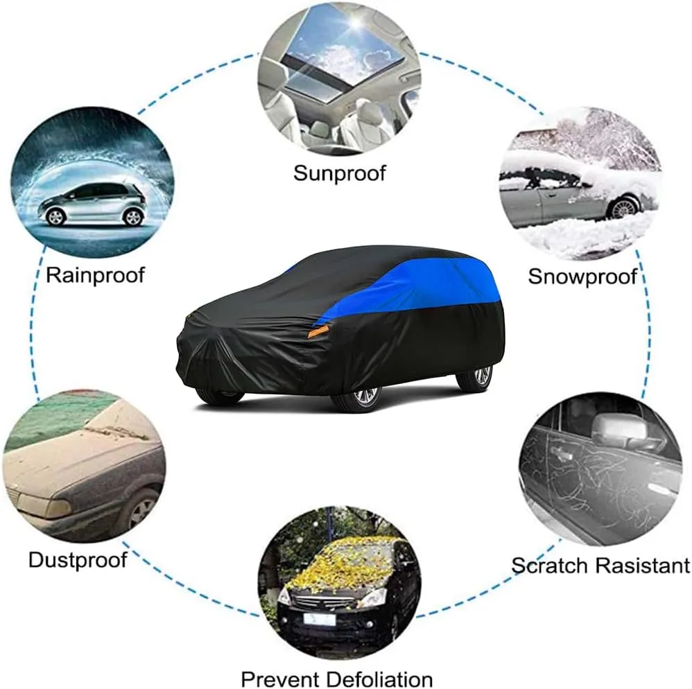 Jeep Car Cover Custom Fit Jeep Compass Waterproof All Weather for Automobiles, Lightweight Full Exterior Cover Outdoor Sun UV Rain Dust Snow Wind Protection. Blue