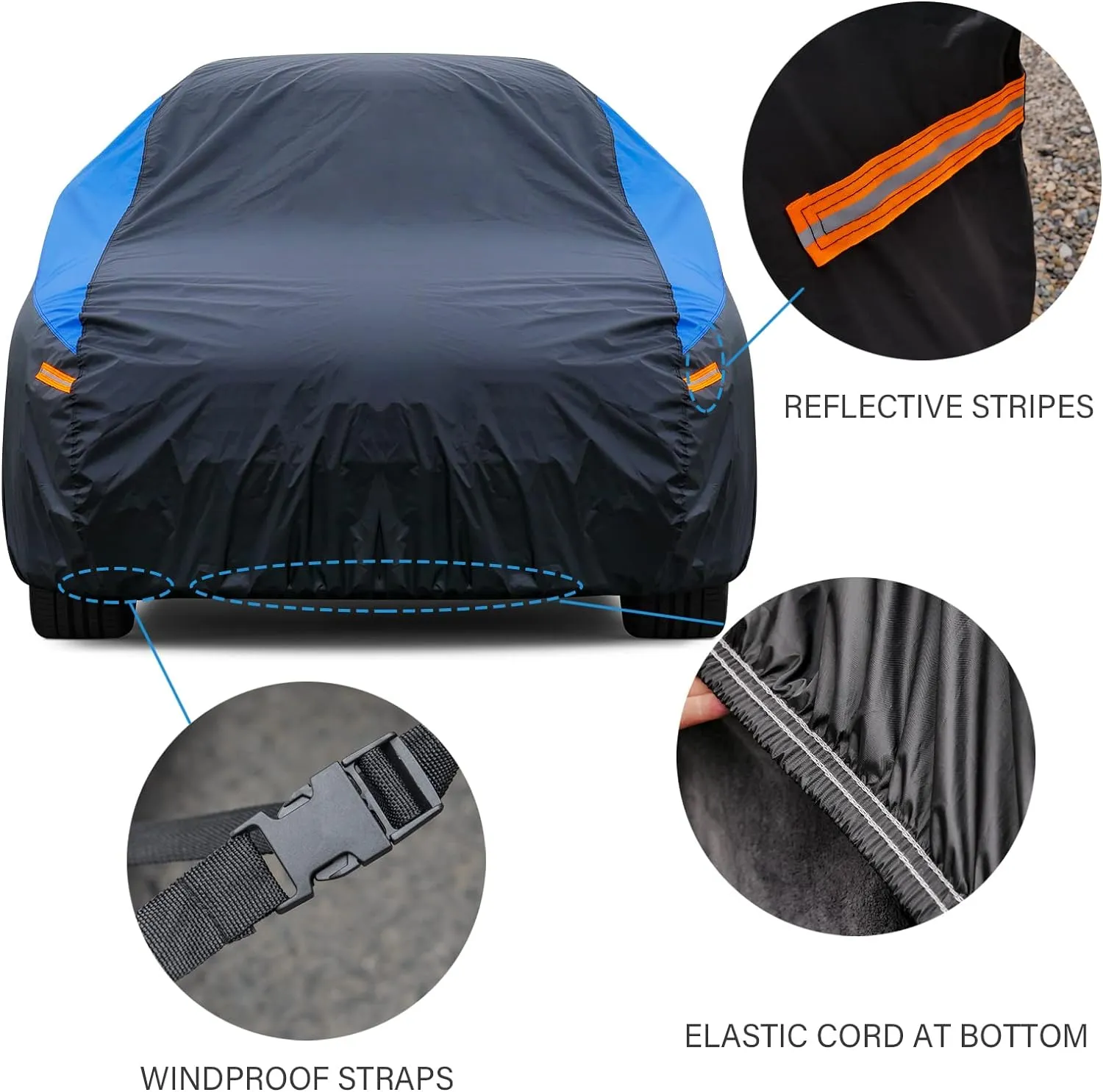 Jeep Car Cover Custom Fit Jeep Compass Waterproof All Weather for Automobiles, Lightweight Full Exterior Cover Outdoor Sun UV Rain Dust Snow Wind Protection. Blue