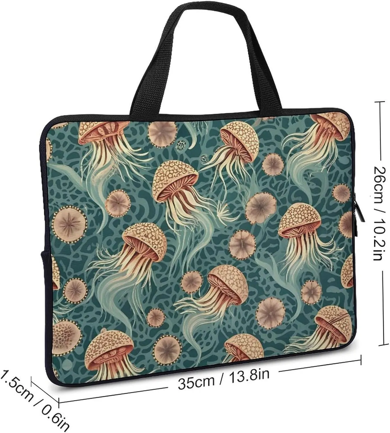 Jellyfish Pattern Laptop Bag Water-resistant Laptop Sleeve Handle Notebook Computer Case Briefcase