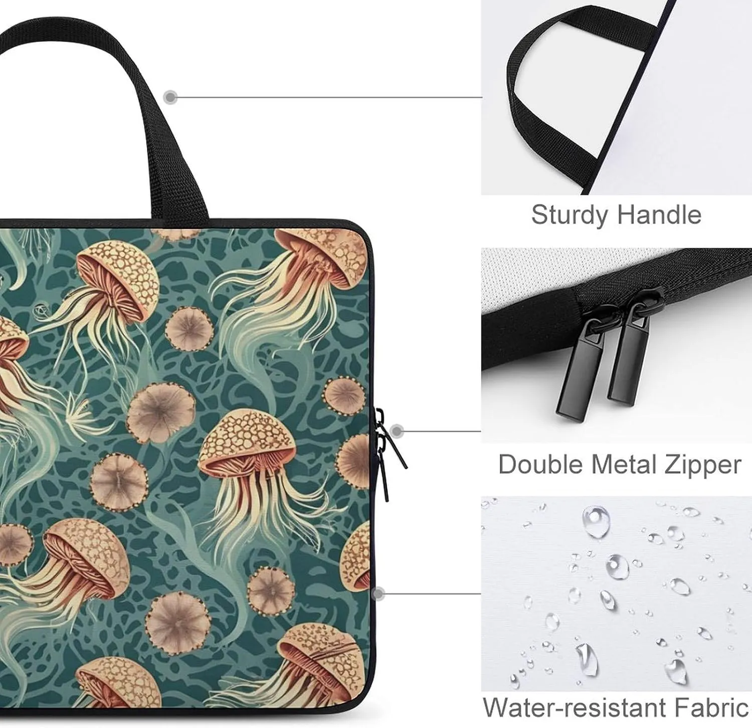 Jellyfish Pattern Laptop Bag Water-resistant Laptop Sleeve Handle Notebook Computer Case Briefcase