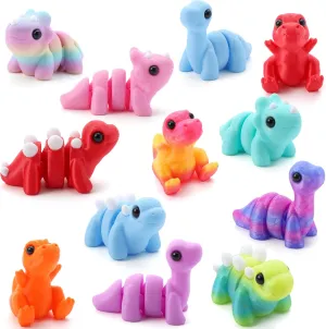 JOYIN 12 Pcs 3D Printed Dinosaur Animals Set, Mini Animals Toys - Cute Articulated Flexible Fidget Toys for Party Favors Birthday Gifts Goodie Bag Stuffers Desk Pets Office Home Decor