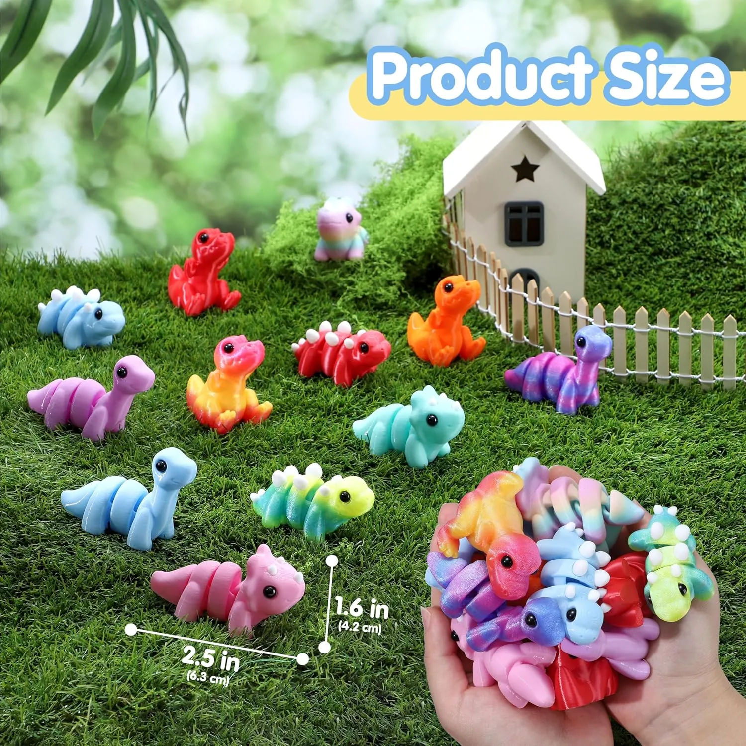 JOYIN 12 Pcs 3D Printed Dinosaur Animals Set, Mini Animals Toys - Cute Articulated Flexible Fidget Toys for Party Favors Birthday Gifts Goodie Bag Stuffers Desk Pets Office Home Decor