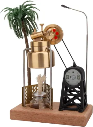 KACIO FD-6 Miniature Three-Legged Vertical Swing Steam Engine Model - Compact Boiler-Powered Steam Generator Kit for Adults and Teens Educational and Display Purposes