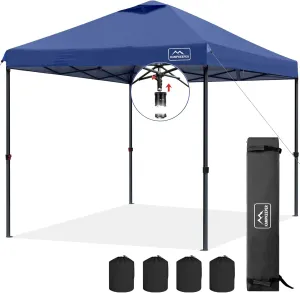 KAMPKEEPER One Person Setup 10x10 Pop up Canopy Tent, Instant Portable Canopy, One Push Outdoor Canopy with 3 Adjustable Heights, Wheeled Carry Bag, Bonus 8 Stakes and 4 Ropes(Navy)
