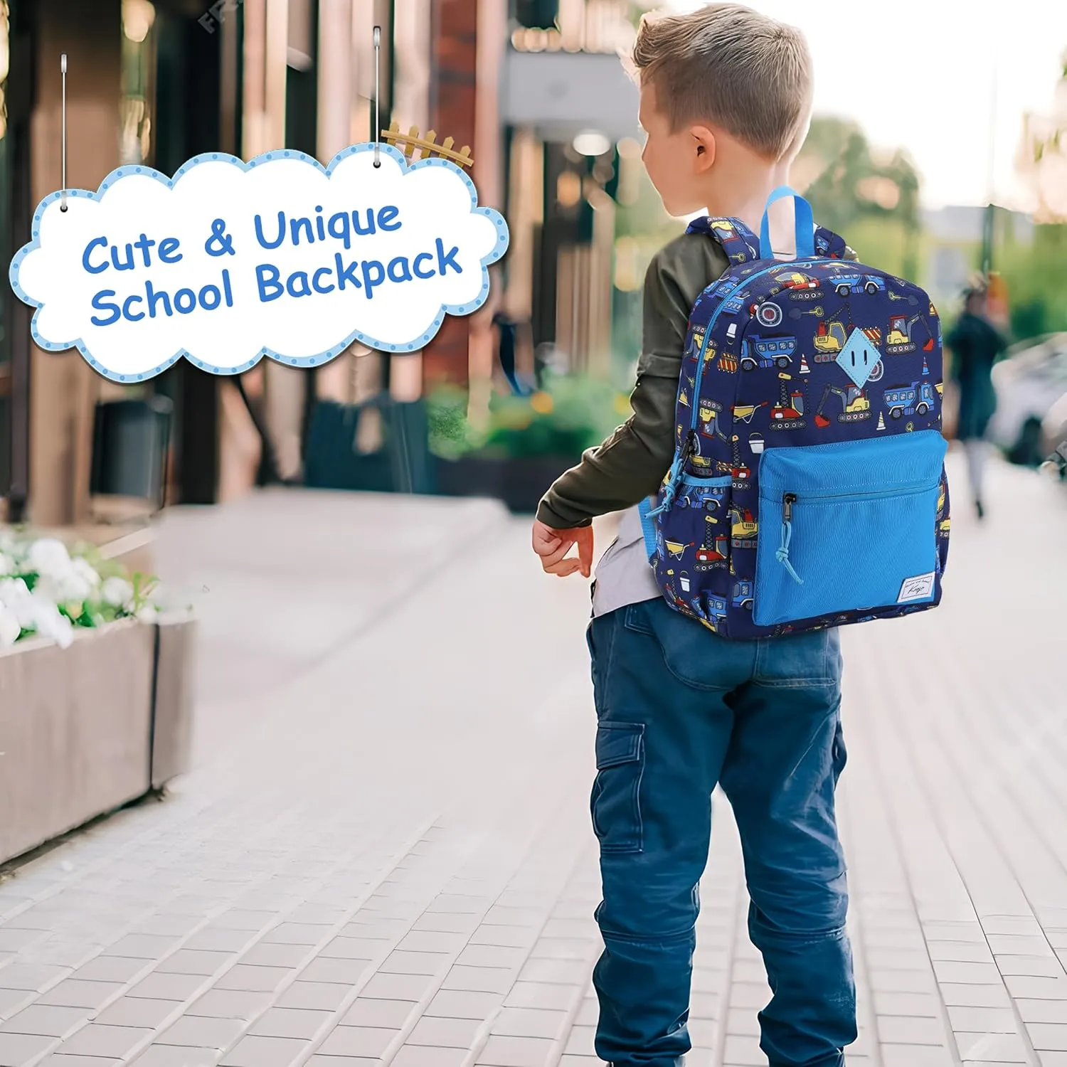 Kasqo Kids Backpack, Water Resistant Lightweight Preschool Toddler Bookbag with Chest Strap for Boys and Girls