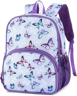 Kasqo Toddler Backpack, Water Resistant Preschool Kids Bookbag Kindergarten Daycare Schoolbag for Boys and Girls 3-6 Years,Butterfly