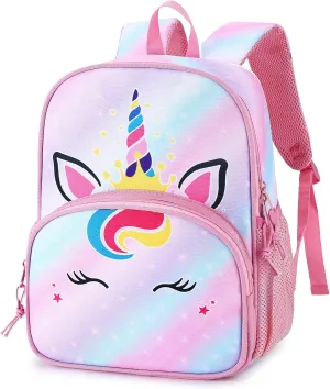 Kasqo Toddler Backpack, Water Resistant Preschool Kids Bookbag Kindergarten Daycare Schoolbag for Boys and Girls 3-6 Years,Unicorn