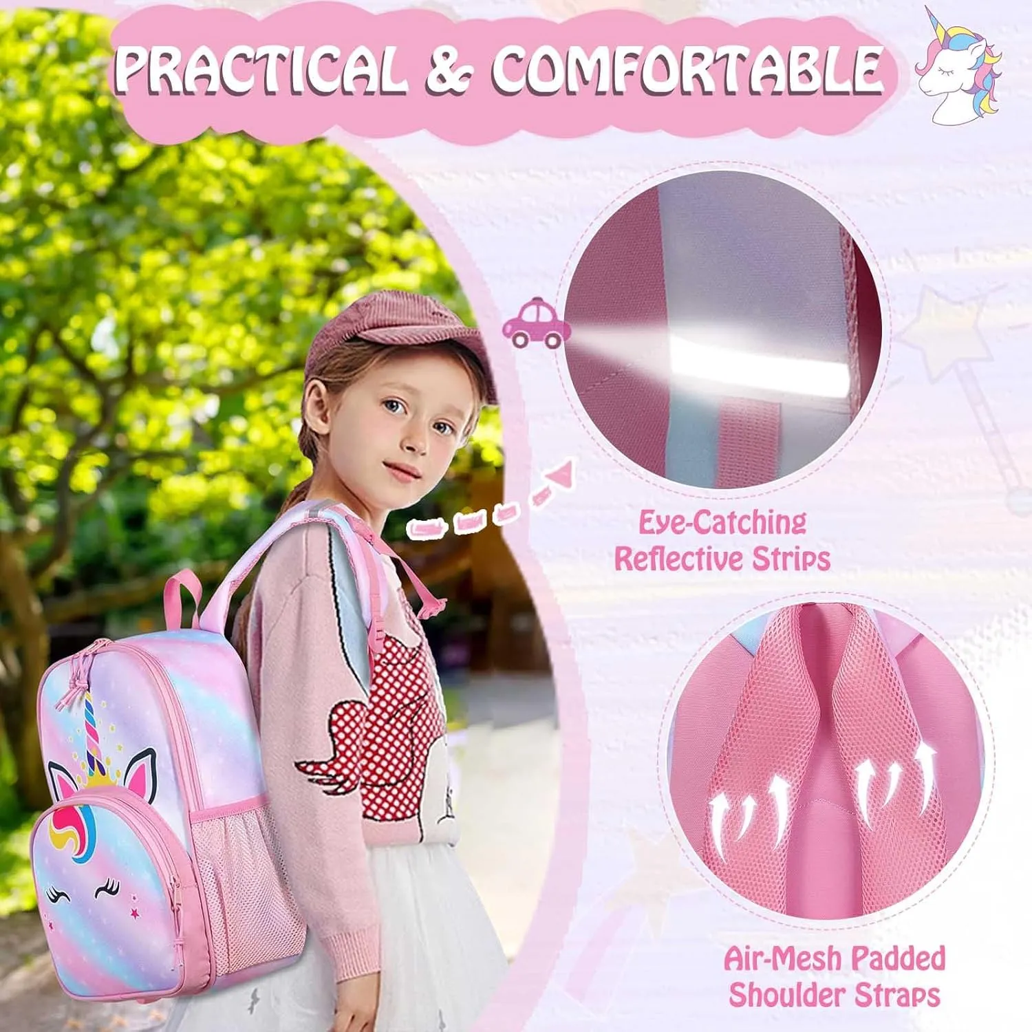 Kasqo Toddler Backpack, Water Resistant Preschool Kids Bookbag Kindergarten Daycare Schoolbag for Boys and Girls 3-6 Years,Unicorn