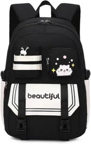 Kawaii Backpack with Cute Accessories Cute Outdoor Zipper Bag with Pendant Large Capacity