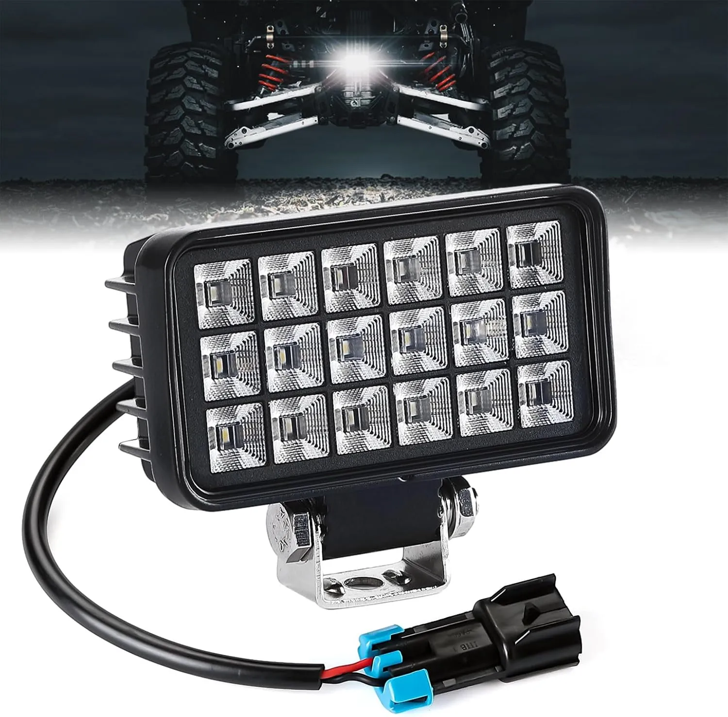 KEMIMOTO Upgraded Backup Light with Switch Compatible with Ranger XP 1000, 36W Reverse Light Rear LED Kit Compatible with 2018-2024 Polaris Ranger 1000 XP/Crew, 4.4×2.4 Inches