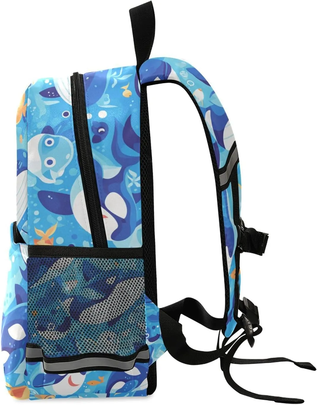 Kids Backpack for Preschool, Killer Whale Blue, Water Resistant Schoolbag with Reflective Strips Mini Travel Daypack