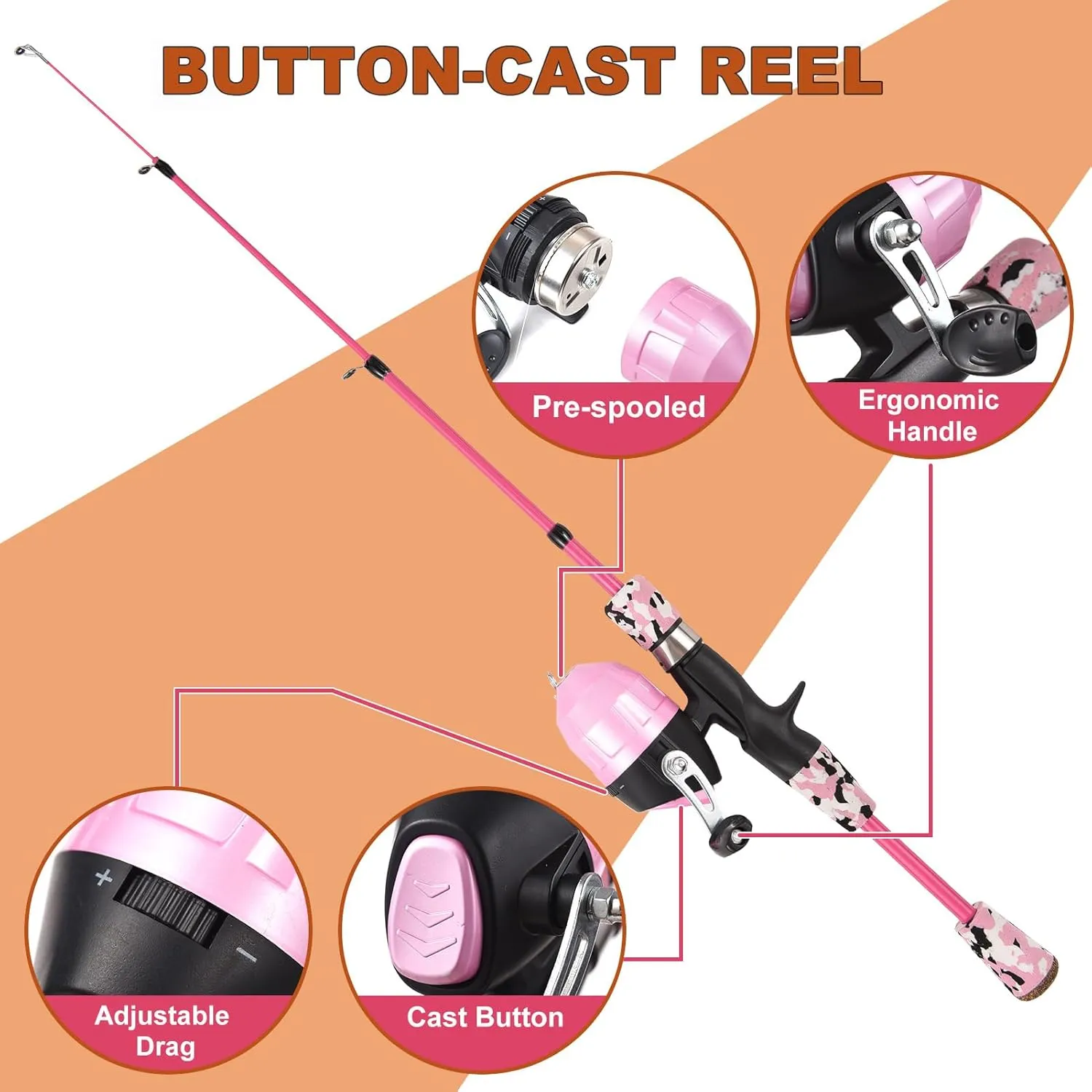 Kids Fishing Rod and Reel Combo, 47in/59inTelescopic Fishing Pole Portable Fishing Kits Lightweight with Fishing Lures Fishing Lines Fishing Hooks