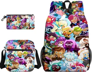 Kids Shadow Milk Cookie Backpack Shoulder Bag Pencil Case 3PCS Set - 17in (A,3cps)