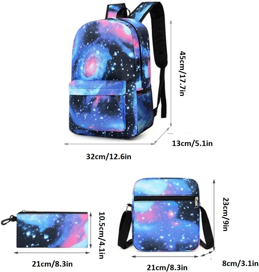 Kids Shadow Milk Cookie Backpack Shoulder Bag Pencil Case 3PCS Set - 17in (A,3cps)