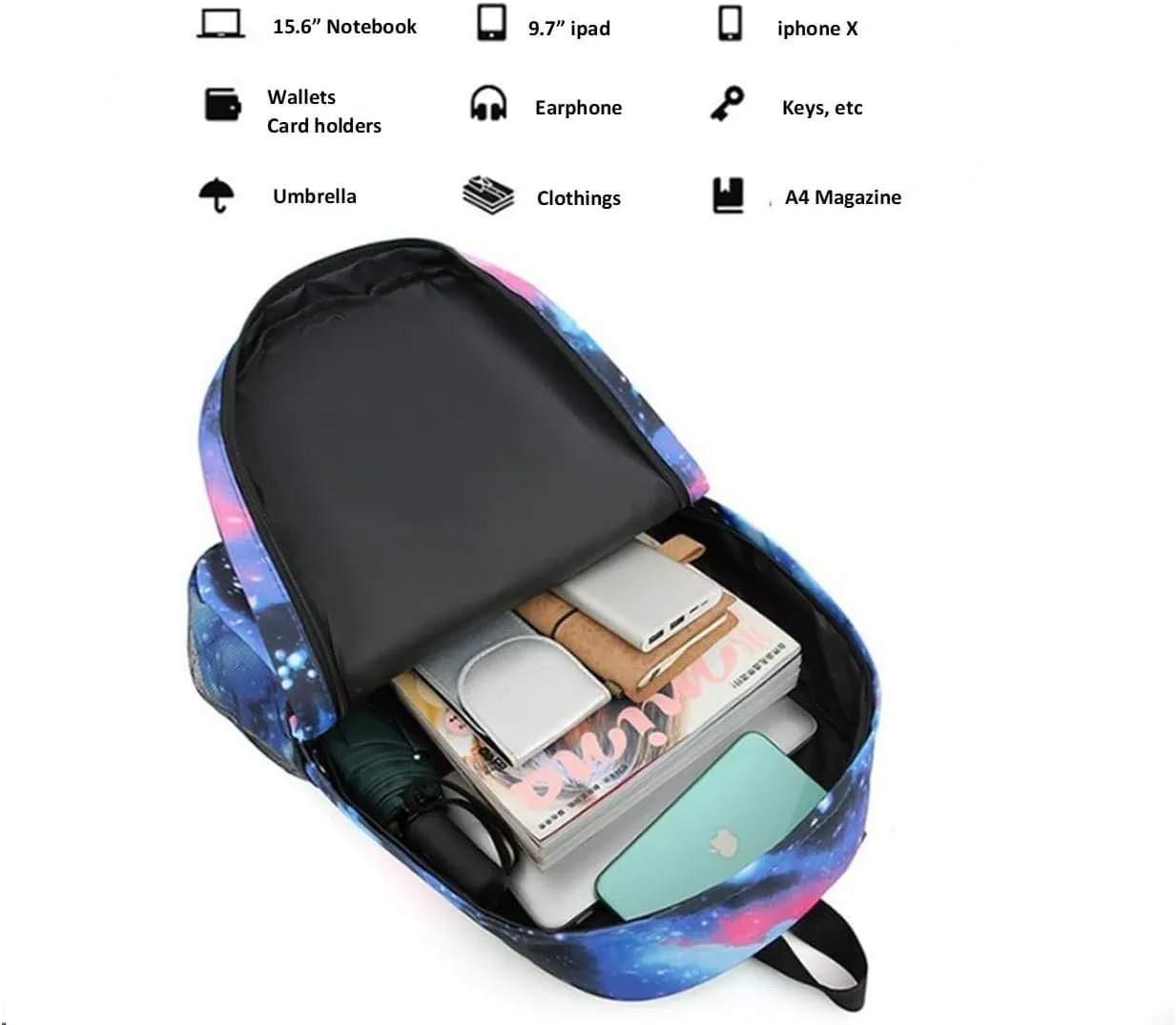 Kids Shadow Milk Cookie Backpack Shoulder Bag Pencil Case 3PCS Set - 17in (A,3cps)