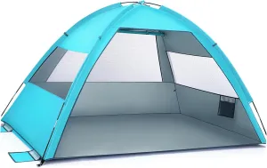 Kisangel Folding Tent for Beach 2198c Large Sun Shade Tent Family Size Portable Uv 50 Protection 3-4 Person