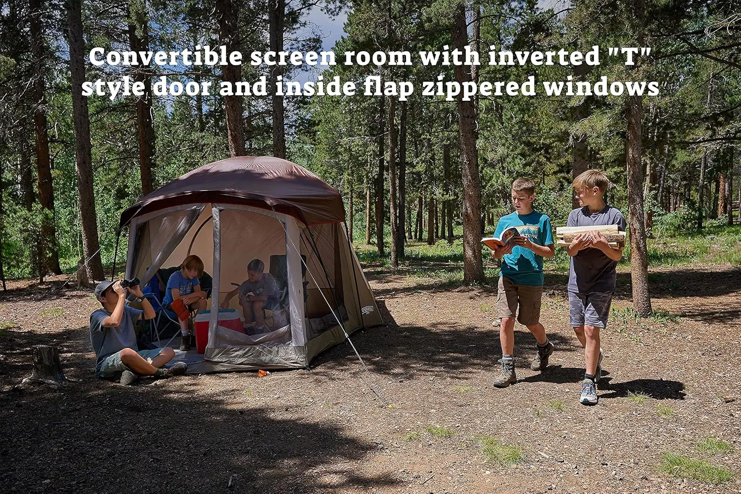 Klondike 8 Person Water Resistant Tent with Convertible Screen Room for Family Camping