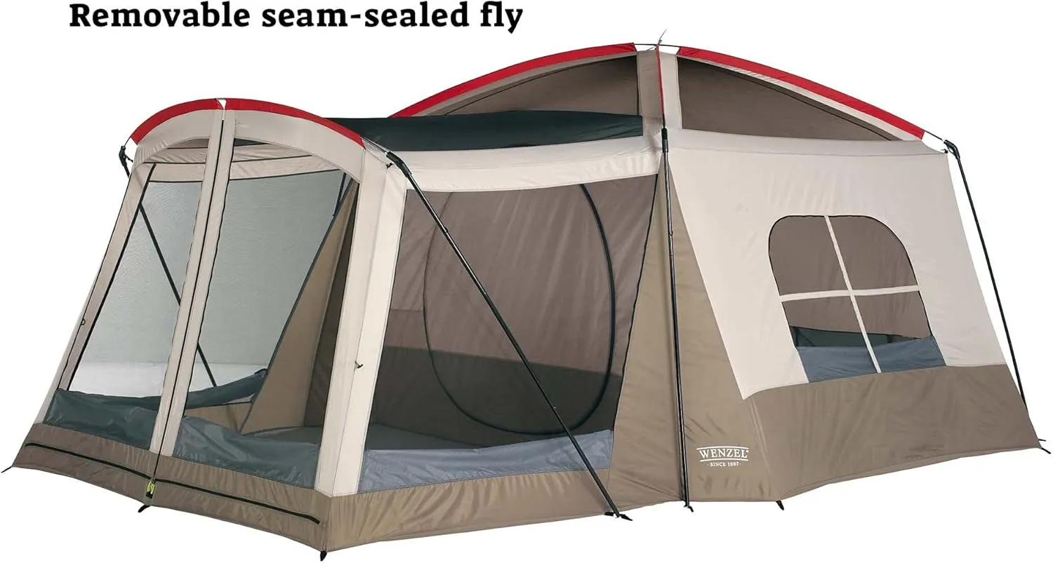 Klondike 8 Person Water Resistant Tent with Convertible Screen Room for Family Camping