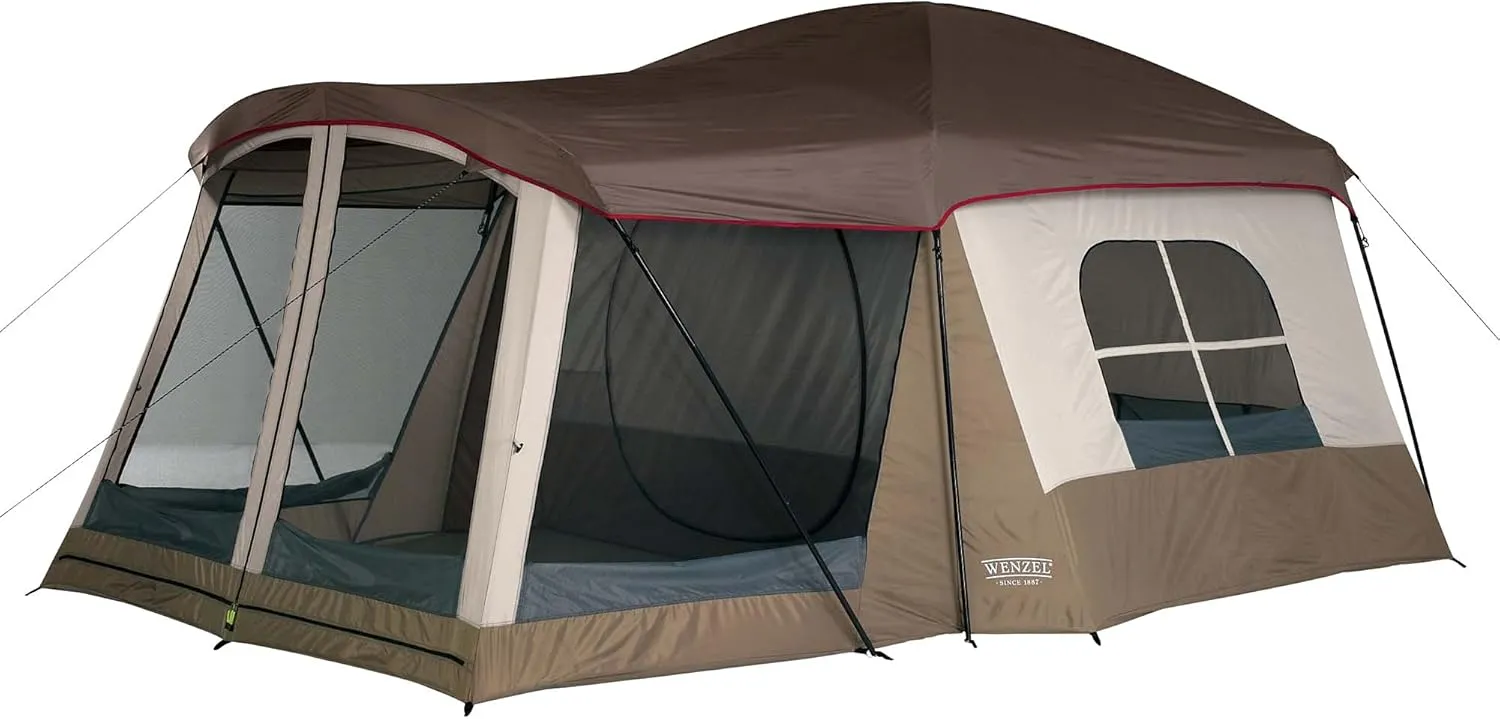 Klondike 8 Person Water Resistant Tent with Convertible Screen Room for Family Camping