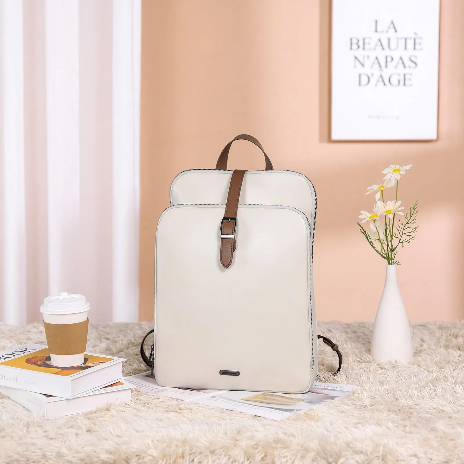 Koch Genuine Leather 15.6 Inch Laptop Backpack Purse For Women