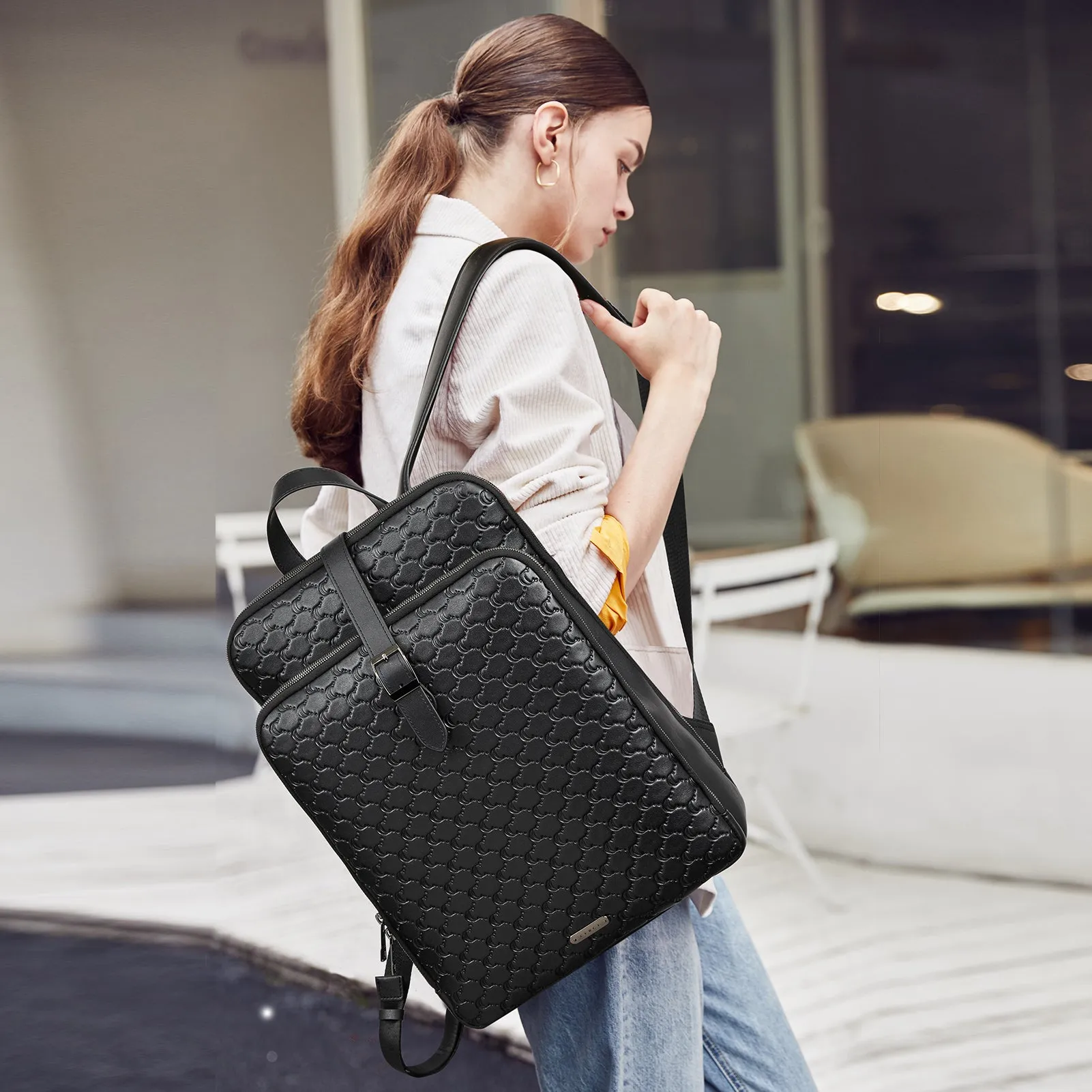 Koch Genuine Leather 15.6 Inch Laptop Backpack Purse For Women