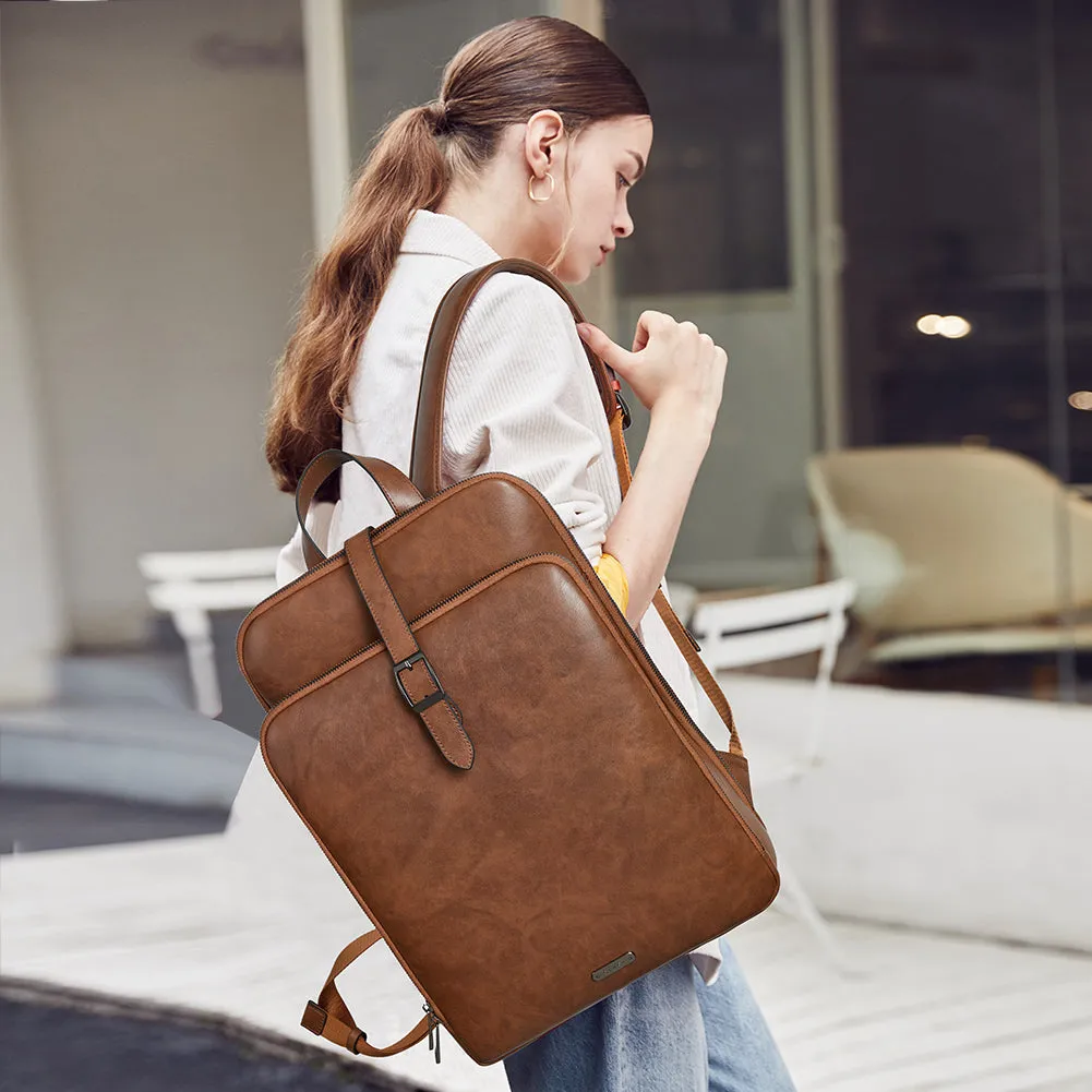 Koch Genuine Leather 15.6 Inch Laptop Backpack Purse For Women