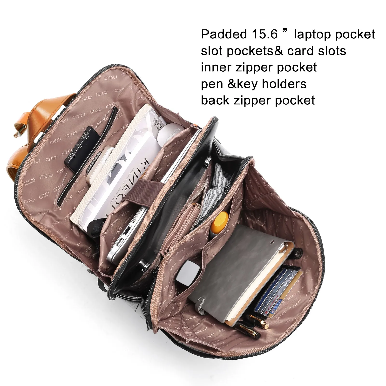 Koch Genuine Leather 15.6 Inch Laptop Backpack Purse For Women