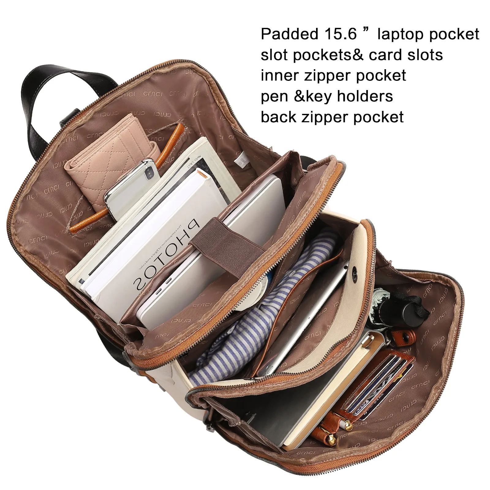 Koch Genuine Leather 15.6 Inch Laptop Backpack Purse For Women