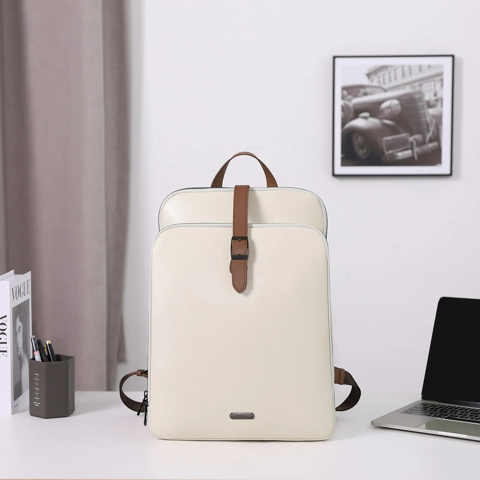 Koch Genuine Leather 15.6 Inch Laptop Backpack Purse For Women