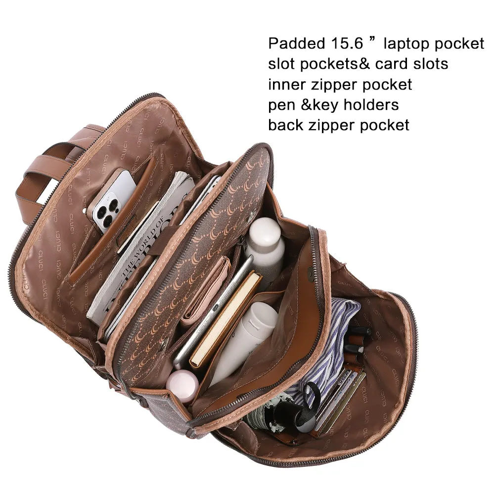 Koch Genuine Leather 15.6 Inch Laptop Backpack Purse For Women