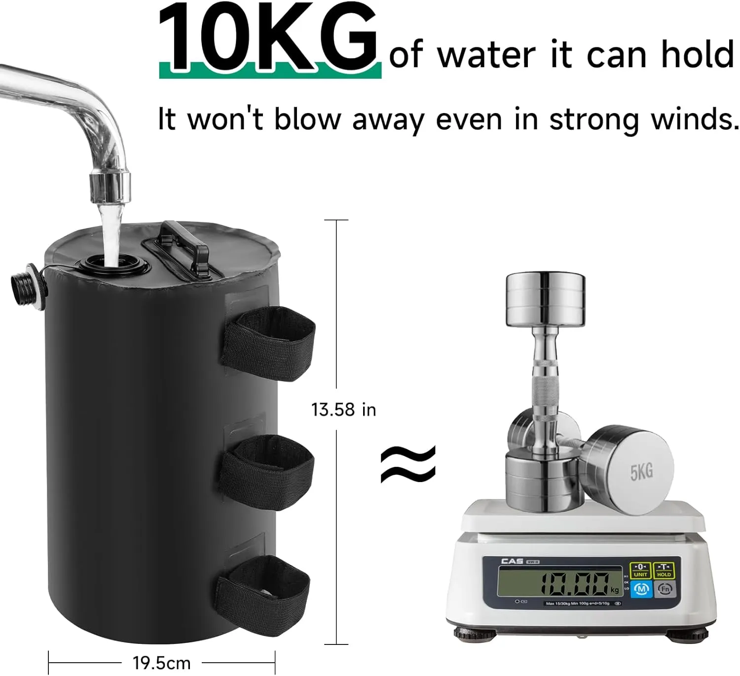 KOMCLUB Canopy Water Weight Bag Tent Weights Set of 4 10L Leg Heavy Duty Portable Water/Sand Weights Strong Windproof for Pop up Canopy,Tent,Gazebo,Shelter Upgraded (Black)