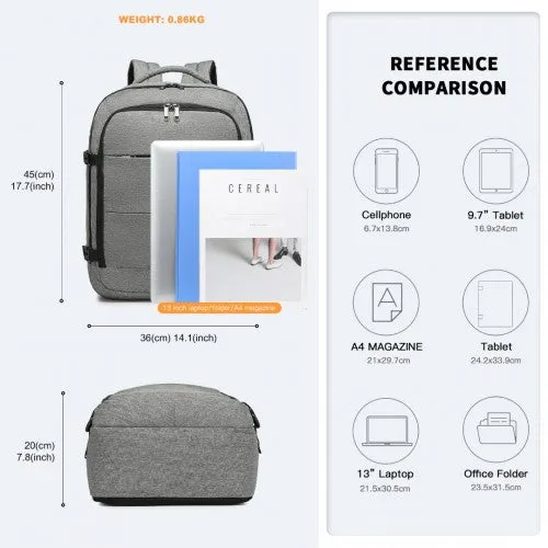 Kono Multi-Level High-Capacity Cabin Bag Travel Backpack - Grey