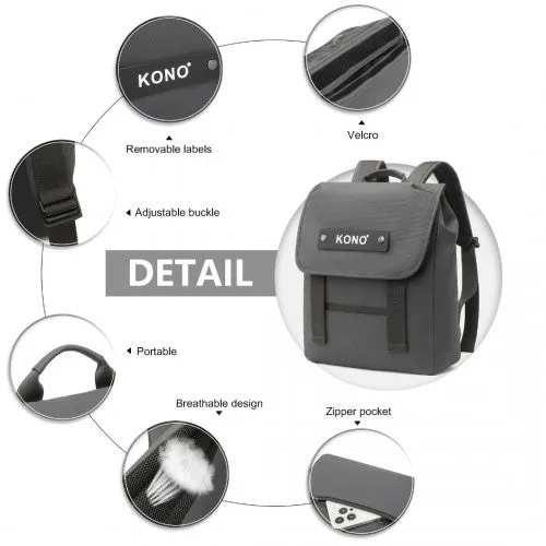 Kono PVC Coated Water-resistant Streamlined And Innovative Flap Backpack - Grey