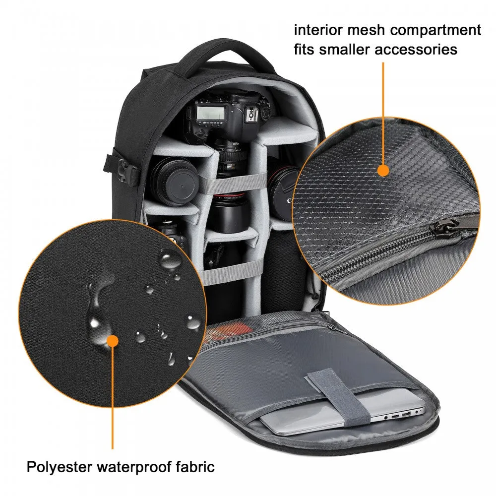 Kono Water Resistant Shockproof DSLR Camera Backpack - Black