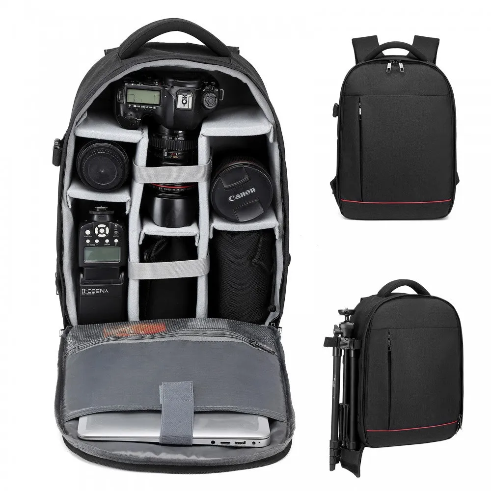 Kono Water Resistant Shockproof DSLR Camera Backpack - Black