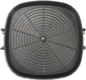 Korean Style Square Grill Pan with Maifan Coated Surface,Non-stick Smokeless Barbecue Stovetop Plate for Indoor Outdoor BBQ 32x32cm/12.5x12.5in