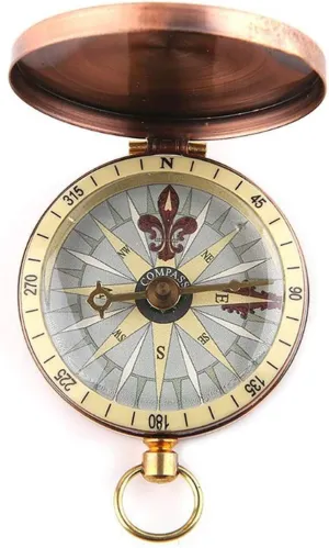 KouRy Vintage Copper Flip Cover Metal Pocket Watch Compass Camping Hiking Boating Nautical Marine Survival Compass Easy to Carry